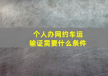 个人办网约车运输证需要什么条件