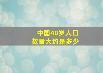 中国40岁人口数量大约是多少