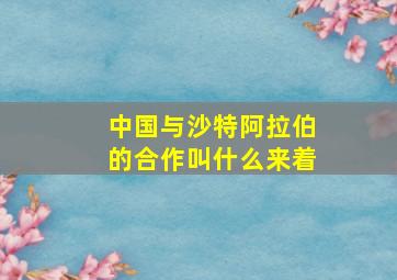 中国与沙特阿拉伯的合作叫什么来着