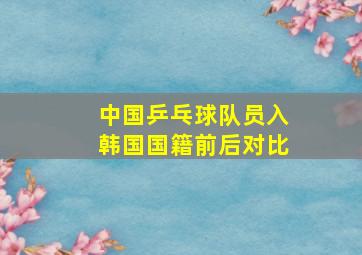 中国乒乓球队员入韩国国籍前后对比