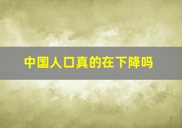 中国人口真的在下降吗