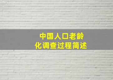 中国人口老龄化调查过程简述