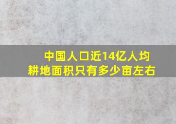 中国人口近14亿人均耕地面积只有多少亩左右