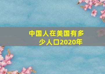 中国人在美国有多少人口2020年