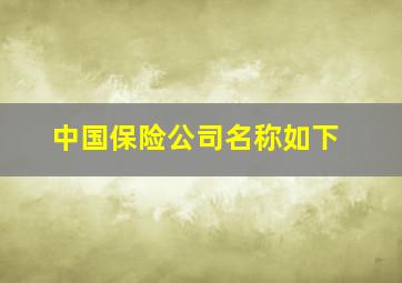 中国保险公司名称如下