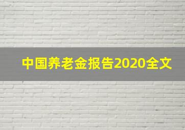 中国养老金报告2020全文