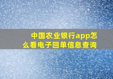 中国农业银行app怎么看电子回单信息查询