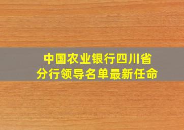 中国农业银行四川省分行领导名单最新任命