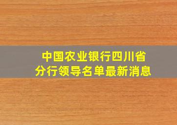 中国农业银行四川省分行领导名单最新消息