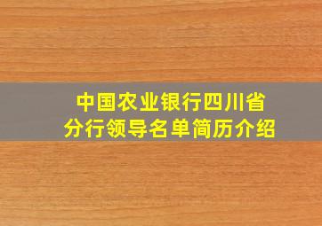 中国农业银行四川省分行领导名单简历介绍