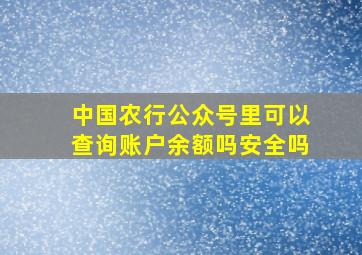 中国农行公众号里可以查询账户余额吗安全吗