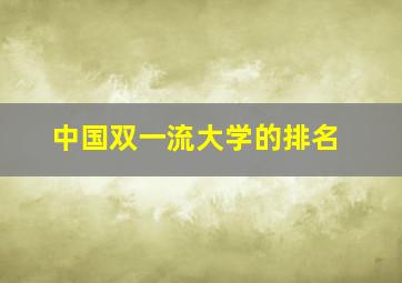 中国双一流大学的排名