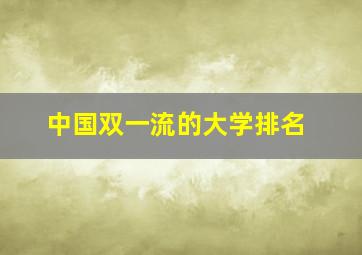 中国双一流的大学排名