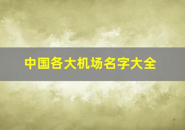 中国各大机场名字大全