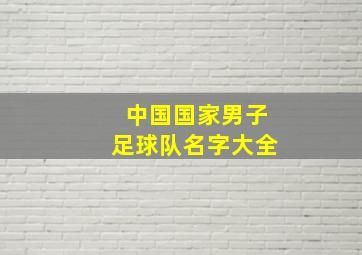 中国国家男子足球队名字大全