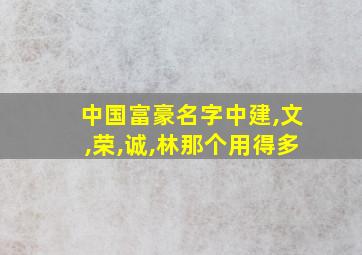 中国富豪名字中建,文,荣,诚,林那个用得多