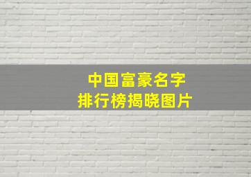 中国富豪名字排行榜揭晓图片