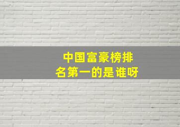 中国富豪榜排名第一的是谁呀