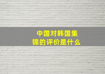 中国对韩国集锦的评价是什么