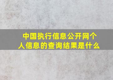 中国执行信息公开网个人信息的查询结果是什么