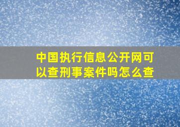 中国执行信息公开网可以查刑事案件吗怎么查