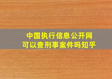 中国执行信息公开网可以查刑事案件吗知乎