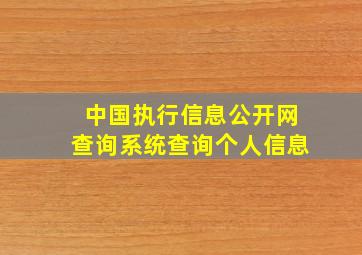 中国执行信息公开网查询系统查询个人信息