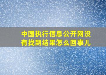 中国执行信息公开网没有找到结果怎么回事儿