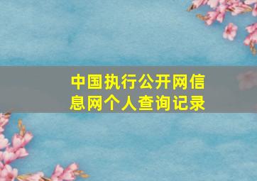 中国执行公开网信息网个人查询记录