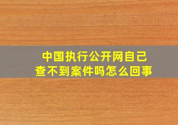 中国执行公开网自己查不到案件吗怎么回事