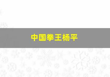 中国拳王杨平