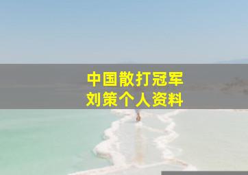 中国散打冠军刘策个人资料