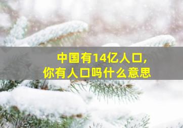 中国有14亿人口,你有人口吗什么意思