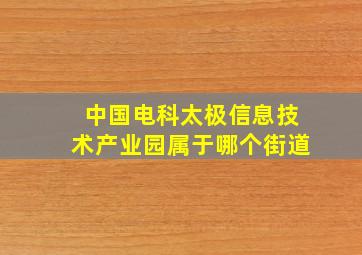 中国电科太极信息技术产业园属于哪个街道