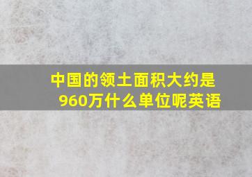 中国的领土面积大约是960万什么单位呢英语