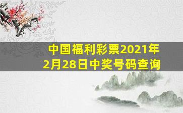 中国福利彩票2021年2月28日中奖号码查询