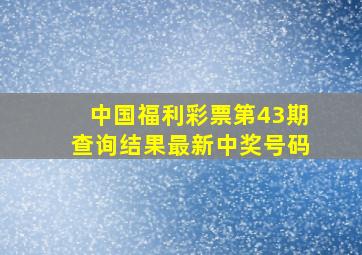 中国福利彩票第43期查询结果最新中奖号码