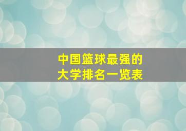 中国篮球最强的大学排名一览表