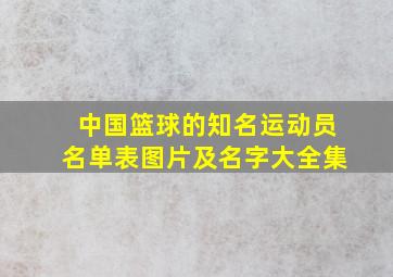 中国篮球的知名运动员名单表图片及名字大全集