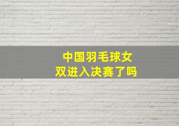 中国羽毛球女双进入决赛了吗