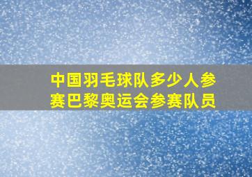 中国羽毛球队多少人参赛巴黎奥运会参赛队员