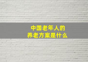 中国老年人的养老方案是什么