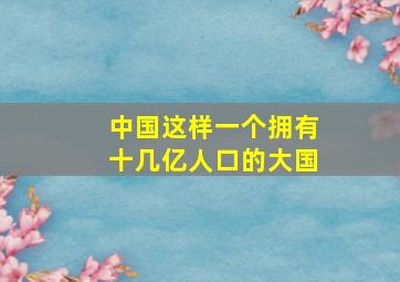 中国这样一个拥有十几亿人口的大国