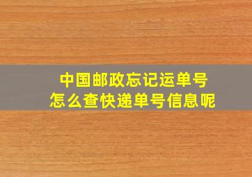 中国邮政忘记运单号怎么查快递单号信息呢