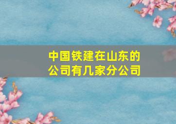 中国铁建在山东的公司有几家分公司