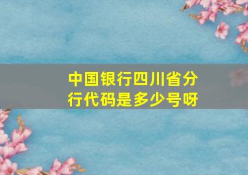 中国银行四川省分行代码是多少号呀