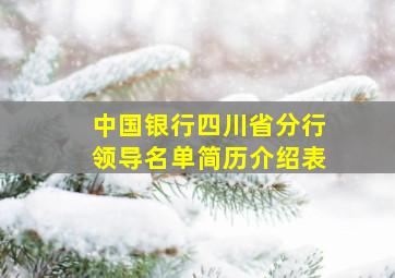 中国银行四川省分行领导名单简历介绍表