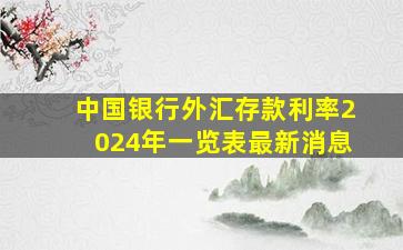 中国银行外汇存款利率2024年一览表最新消息