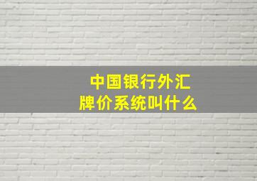 中国银行外汇牌价系统叫什么