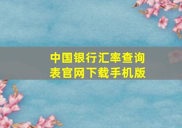 中国银行汇率查询表官网下载手机版